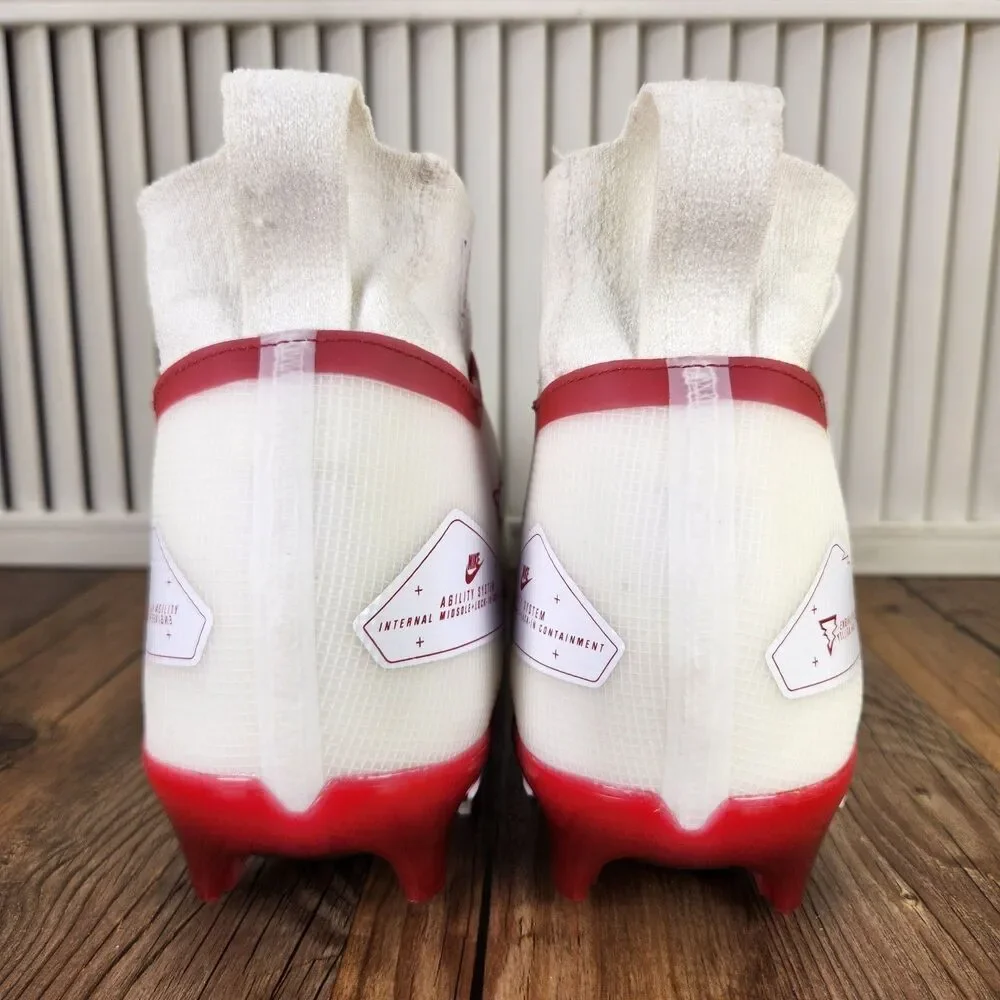 Nike Alpha Menace Elite 3 Mens Size 12.5 White Red Football Cleats DM1792-100